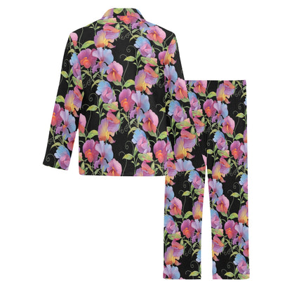 Peony Pattern Print Design PE012 Men's Long Sleeve Pajama Set