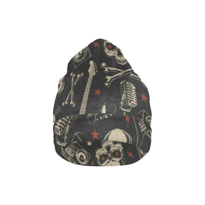 Rock and Roll Skull Pattern Print Design A03 Unisex Beanie