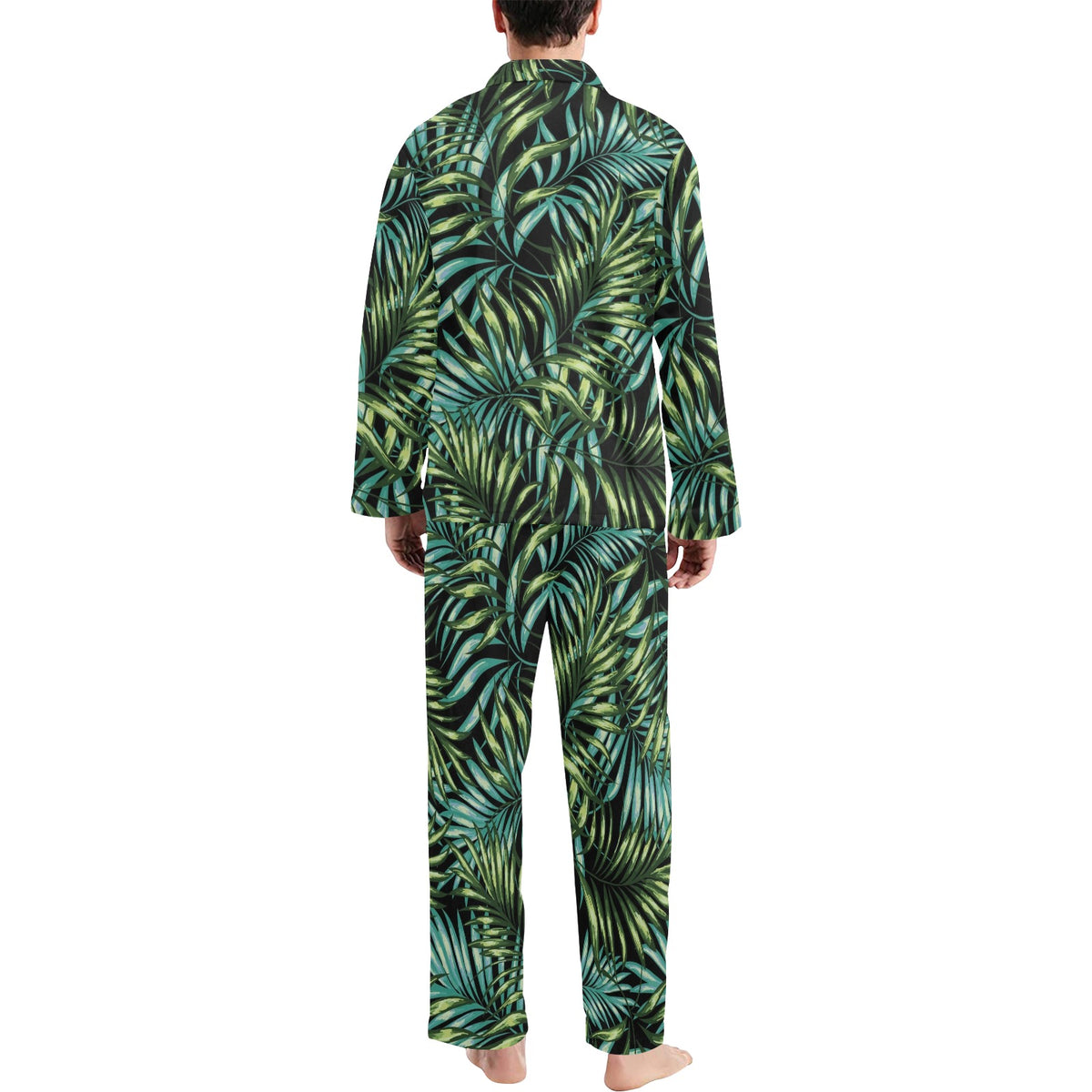 Tropical Flower Pattern Print Design TF08 Men's Long Sleeve Pajama Set