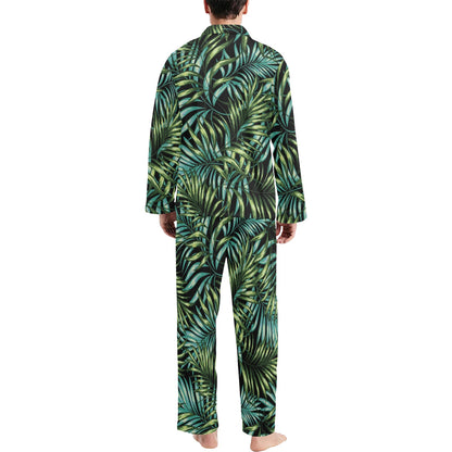Tropical Flower Pattern Print Design TF08 Men's Long Sleeve Pajama Set