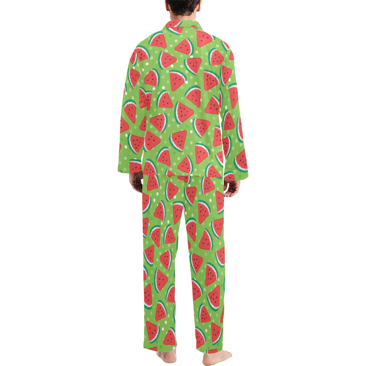 Watermelon Pattern Print Design WM05 Men's Long Sleeve Pajama Set