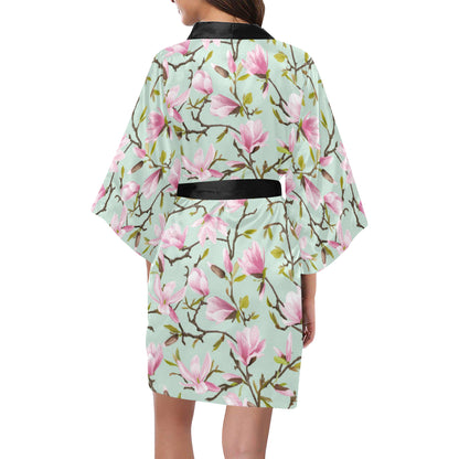 Magnolia Pattern Print Design MAG04 Women's Short Kimono
