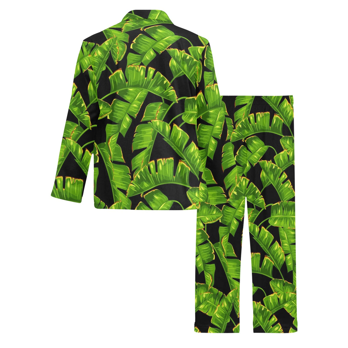 Banana Leaf Pattern Print Design BL06 Men's Long Sleeve Pajama Set