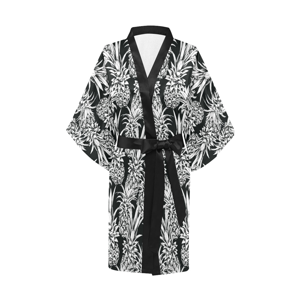 Pineapple Pattern Print Design PP08 Women's Short Kimono