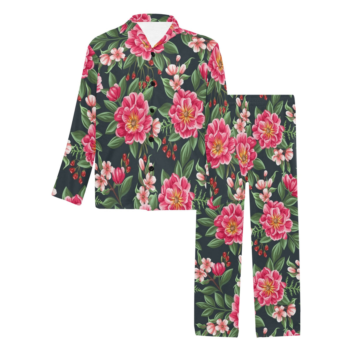 Summer Floral Pattern Print Design SF06 Men's Long Sleeve Pajama Set