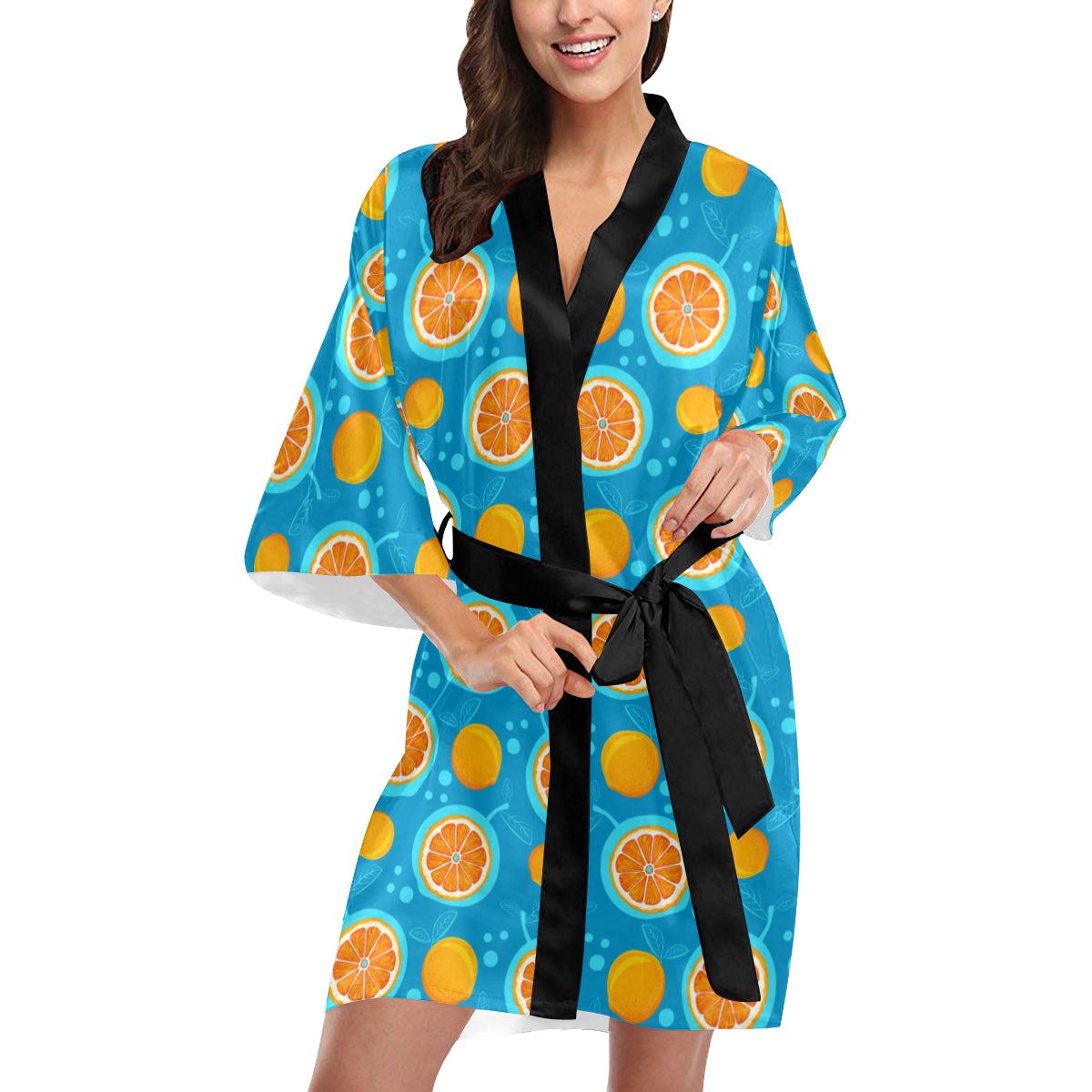 Grapefruit Pattern Print Design GF03 Women's Short Kimono