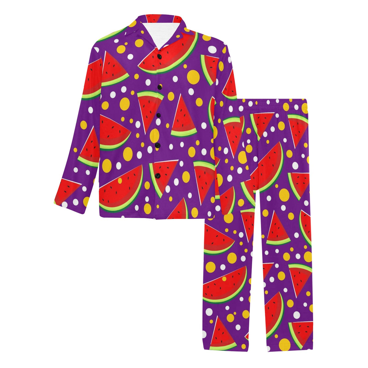 Watermelon Pattern Print Design WM010 Men's Long Sleeve Pajama Set