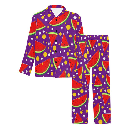 Watermelon Pattern Print Design WM010 Men's Long Sleeve Pajama Set