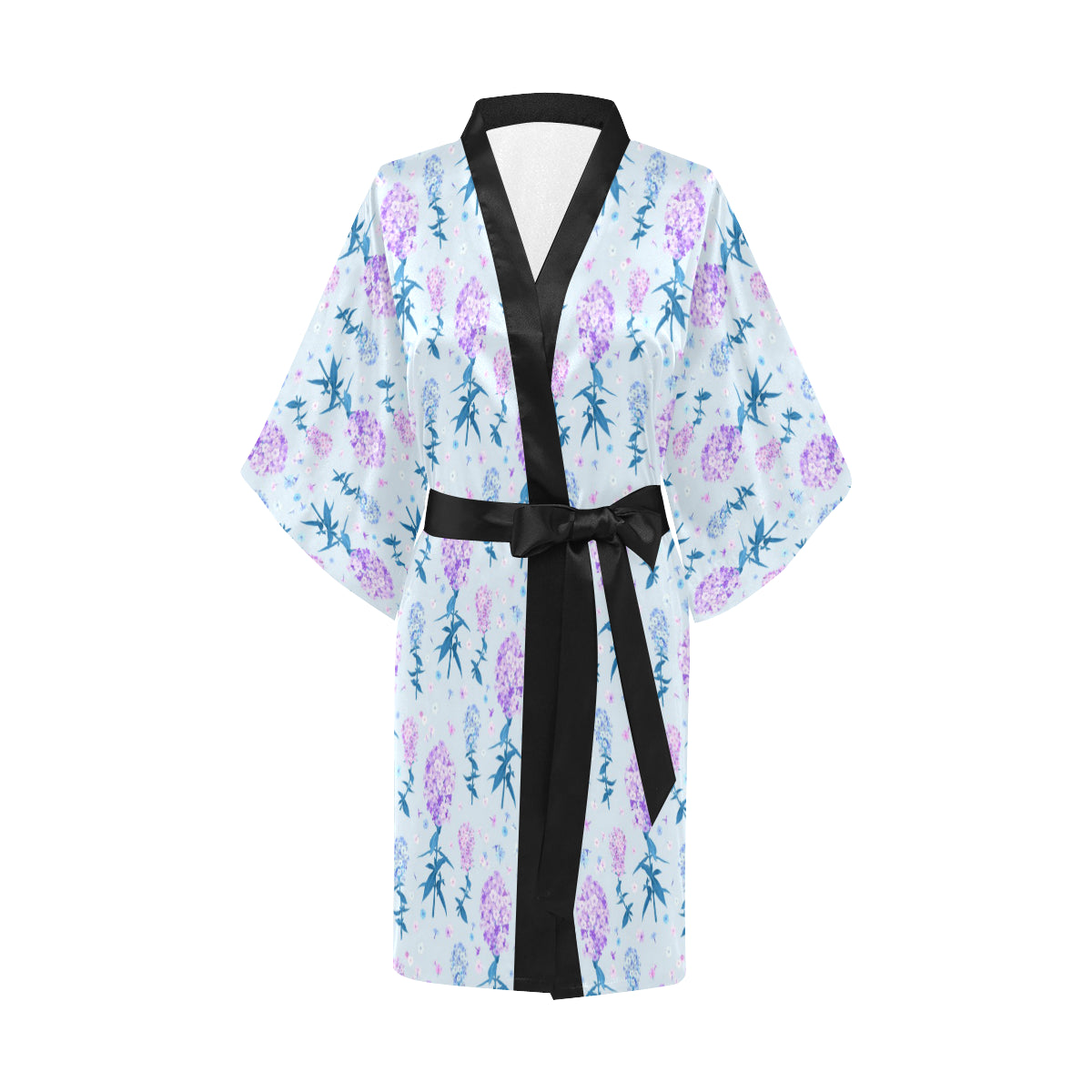 Lilac Pattern Print Design LI05 Women's Short Kimono