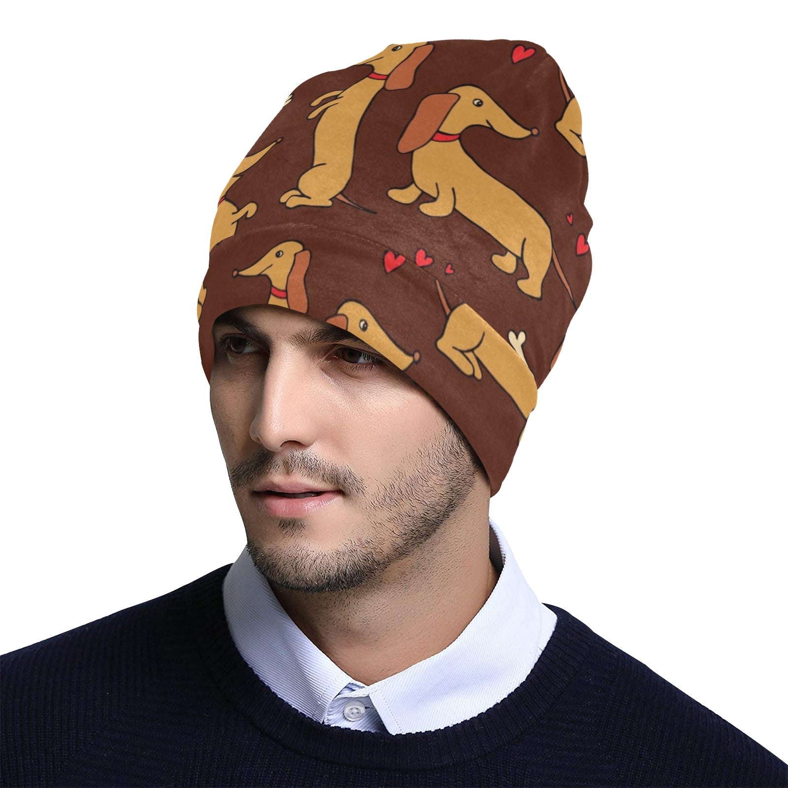 Dachshund Happy Print Pattern Unisex Beanie