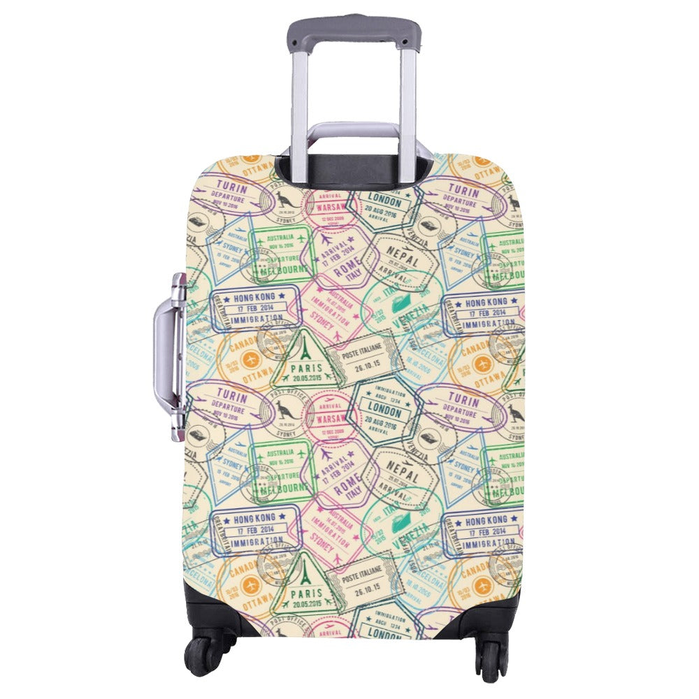 Travel Stamp Themed Design Luggage Cover Protector