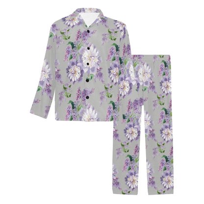 Lilac Pattern Print Design LI07 Men's Long Sleeve Pajama Set