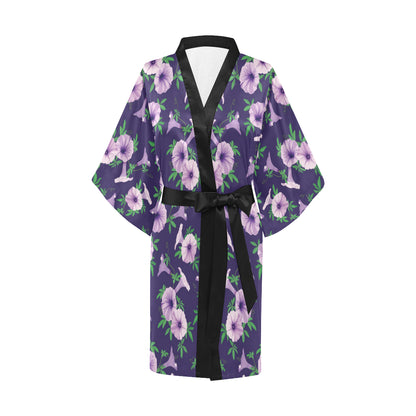 Morning Glory Pattern Print Design MG01 Women's Short Kimono