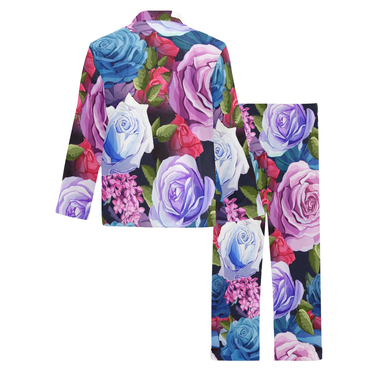 Rose Pattern Print Design RO09 Men's Long Sleeve Pajama Set