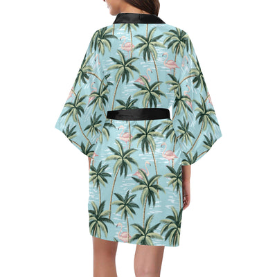 Palm Tree Pattern Print Design PT05 Women's Short Kimono