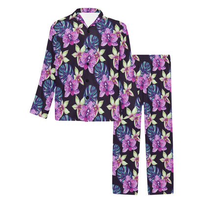 Orchid Pattern Print Design OR010 Men's Long Sleeve Pajama Set