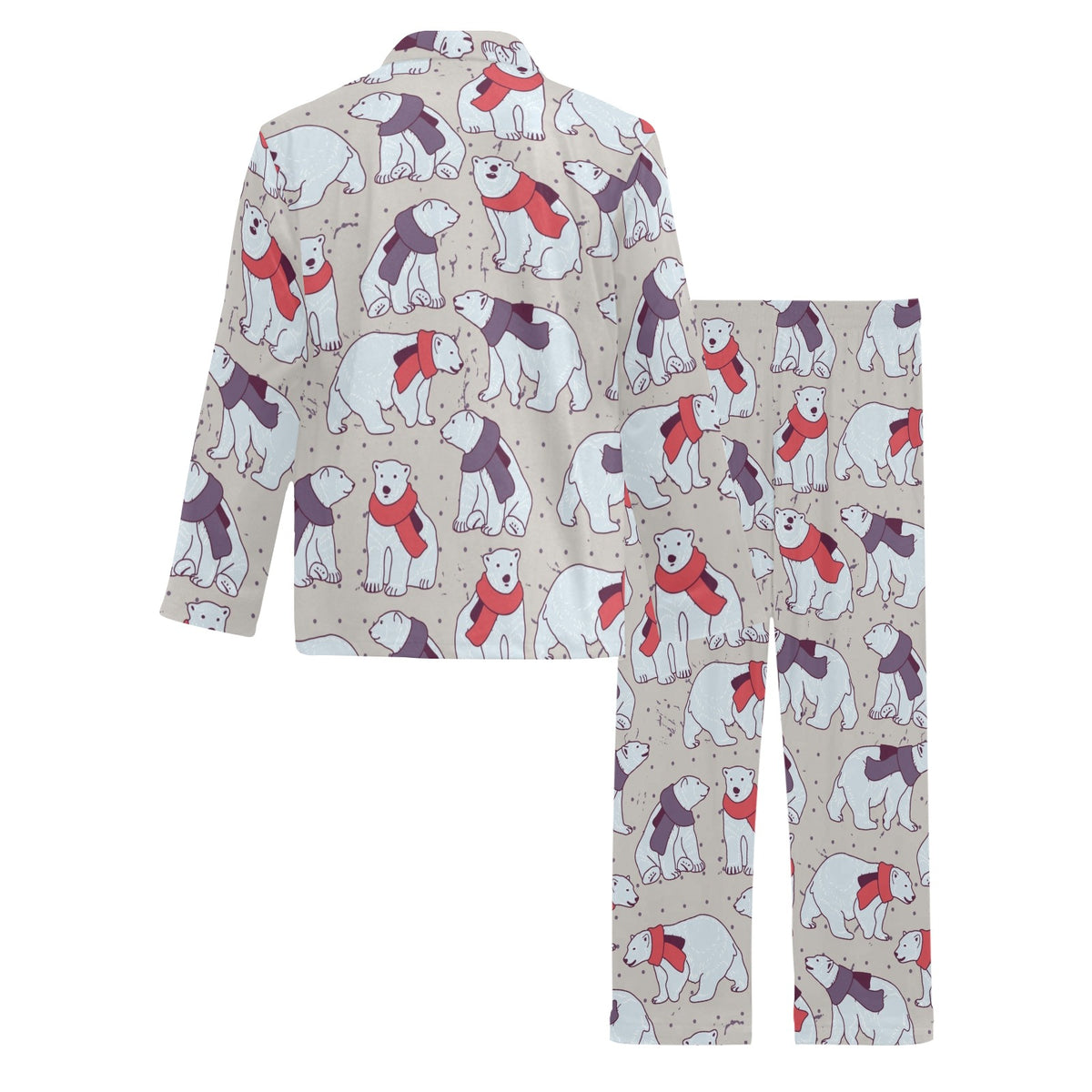 Polar Bear Pattern Print Design PB04 Men's Long Sleeve Pajama Set