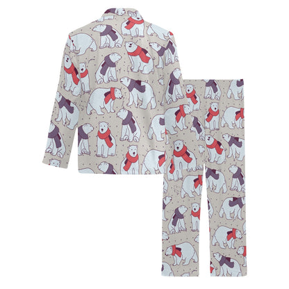 Polar Bear Pattern Print Design PB04 Men's Long Sleeve Pajama Set