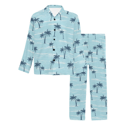 Palm Tree Pattern Print Design PT04 Men's Long Sleeve Pajama Set