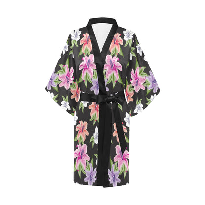 Lily Pattern Print Design LY02 Women's Short Kimono