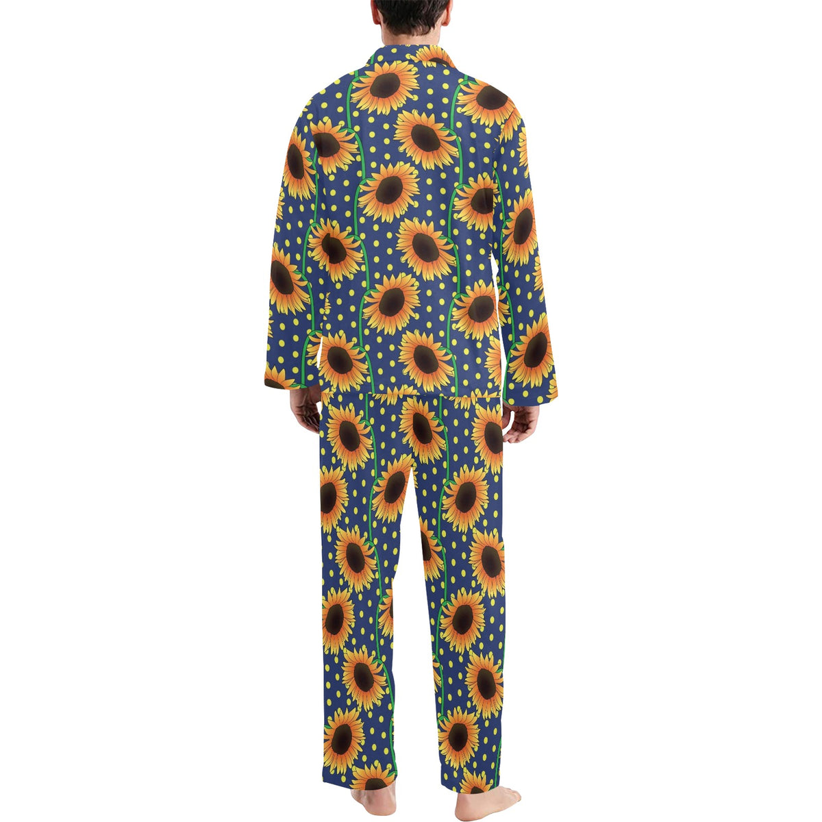 Sunflower Pattern Print Design SF03 Men's Long Sleeve Pajama Set