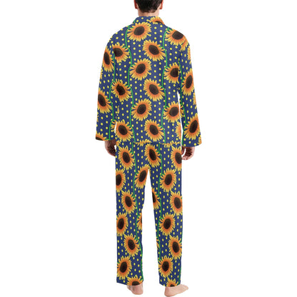 Sunflower Pattern Print Design SF03 Men's Long Sleeve Pajama Set