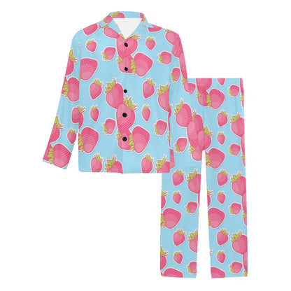 Strawberry Pattern Print Design SB04 Men's Long Sleeve Pajama Set