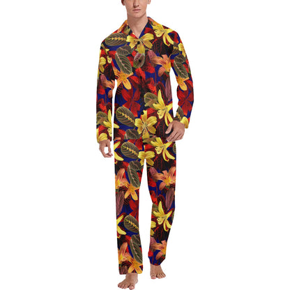 Lily Pattern Print Design LY014 Men's Long Sleeve Pajama Set