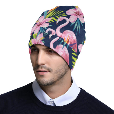 Flamingo Hibiscus Print Unisex Beanie