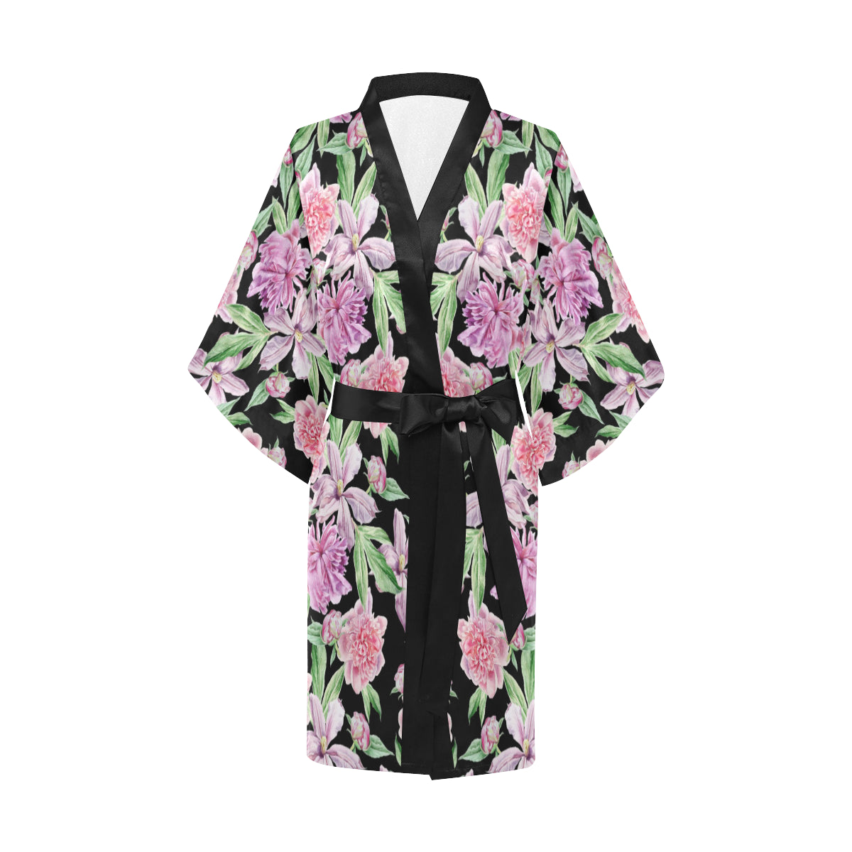 Peony Pattern Print Design PE08 Women's Short Kimono