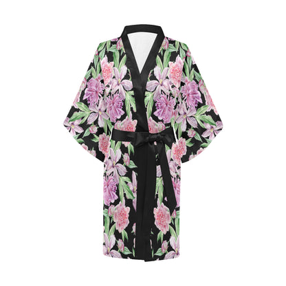 Peony Pattern Print Design PE08 Women's Short Kimono