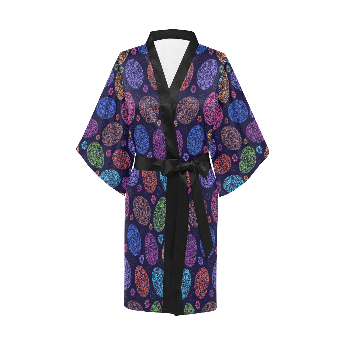 Easter Eggs Pattern Print Design RB012 Women's Short Kimono