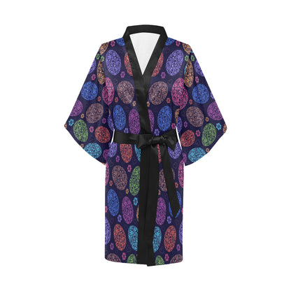 Easter Eggs Pattern Print Design RB012 Women's Short Kimono