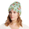 Bird with Red Flower Print Pattern Unisex Beanie