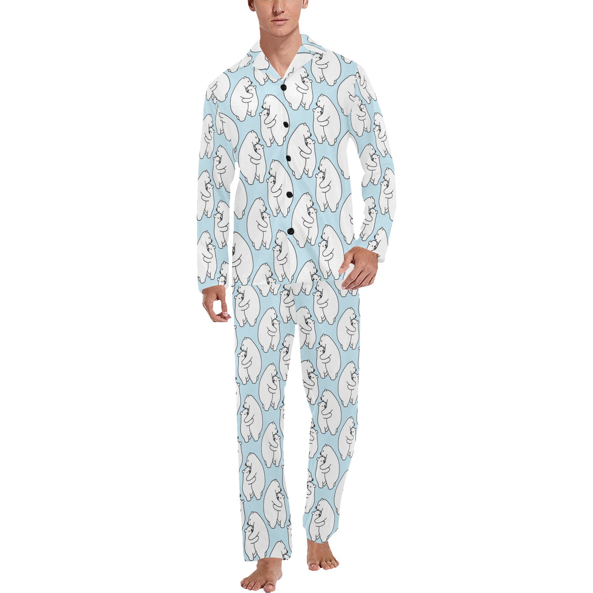 Polar Bear Pattern Print Design PB08 Men's Long Sleeve Pajama Set