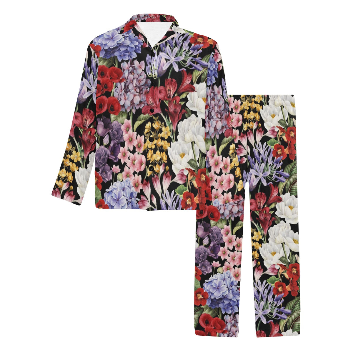 Summer Floral Pattern Print Design SF04 Men's Long Sleeve Pajama Set