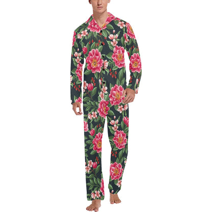 Summer Floral Pattern Print Design SF06 Men's Long Sleeve Pajama Set
