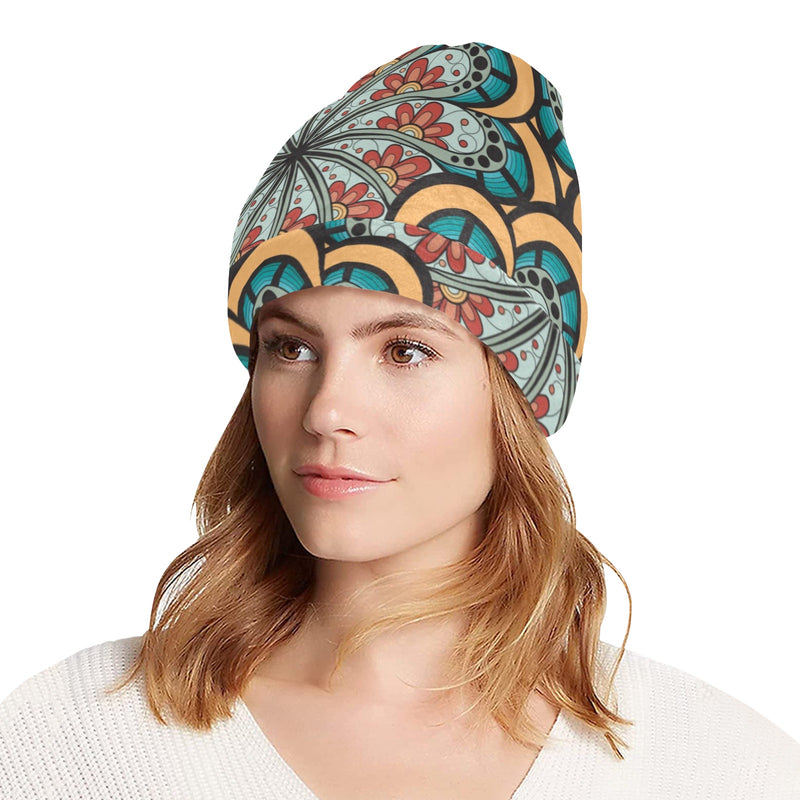 Mandala Pattern Print Design 01 Unisex Beanie