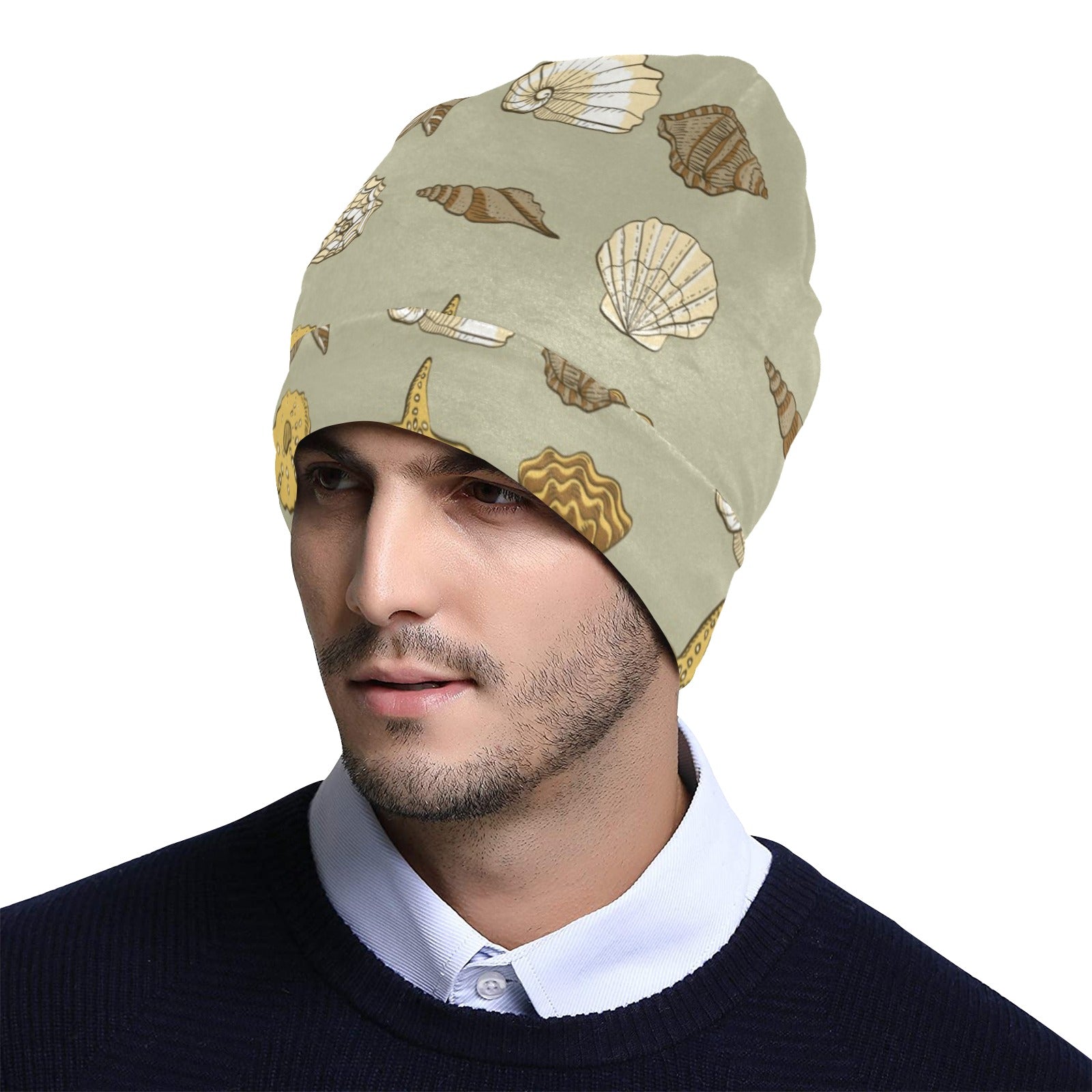 Seashell Beach Print Design LKS303 Unisex Beanie