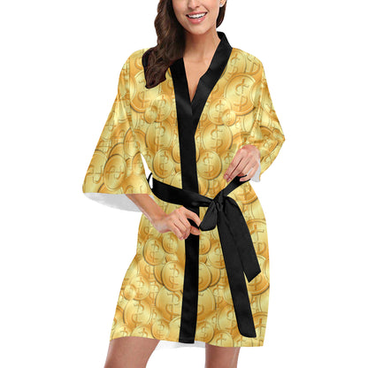 Dollar Pattern Print Design DO03 Women's Short Kimono