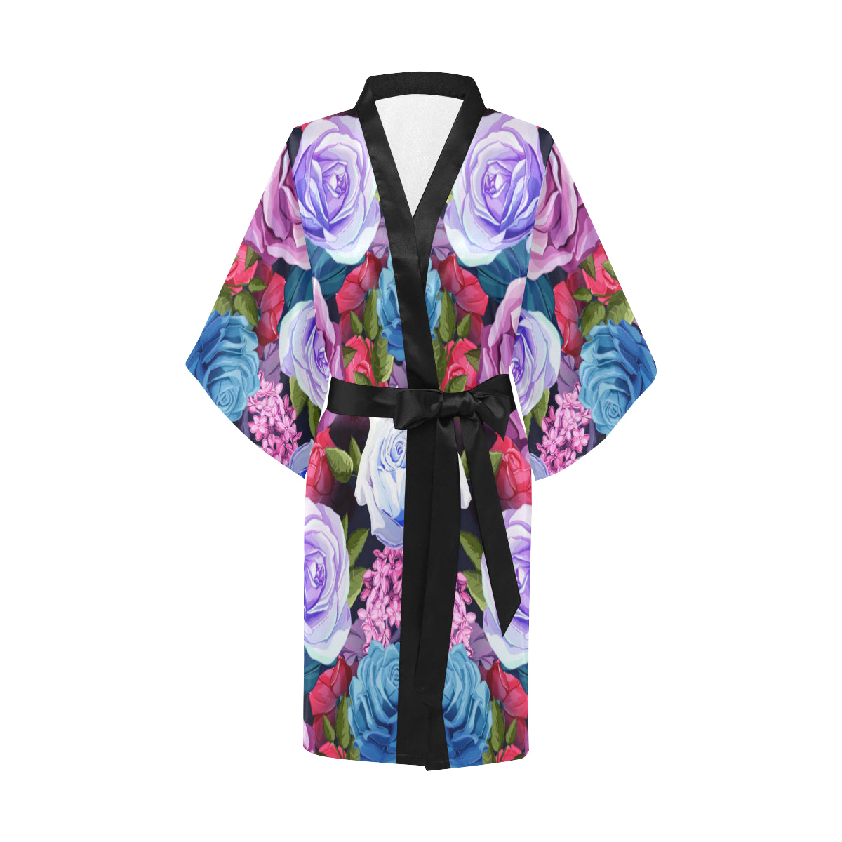 Rose Pattern Print Design RO09 Women's Short Kimono