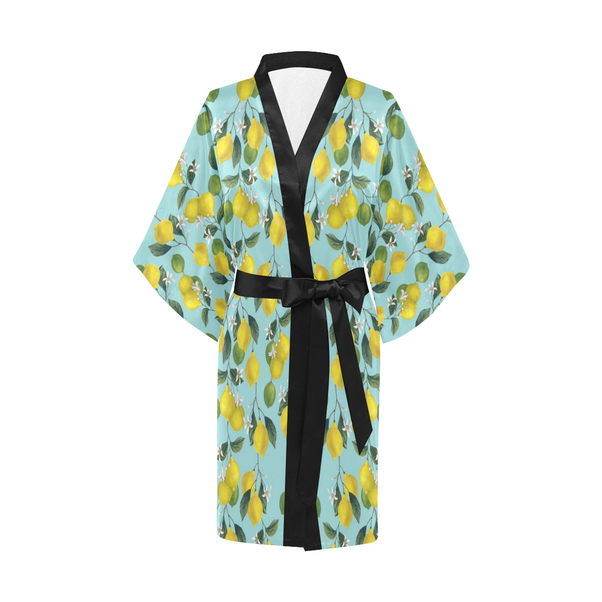 Lemon Pattern Print Design LM05 Women's Short Kimono