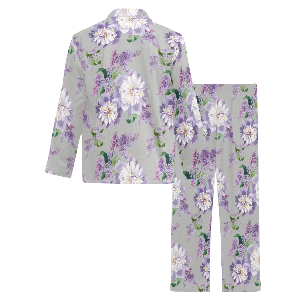 Lilac Pattern Print Design LI07 Men's Long Sleeve Pajama Set