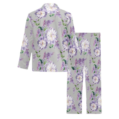 Lilac Pattern Print Design LI07 Men's Long Sleeve Pajama Set
