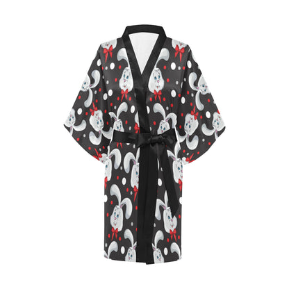 Rabbit Pattern Print Design RB012 Women's Short Kimono