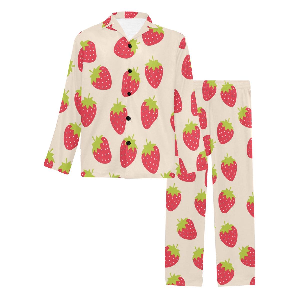Strawberry Pattern Print Design SB02 Men's Long Sleeve Pajama Set