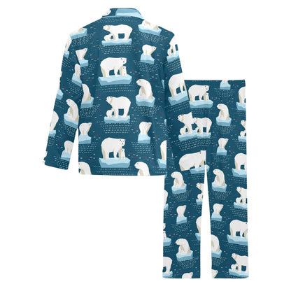 Polar Bear Pattern Print Design PB02 Men's Long Sleeve Pajama Set