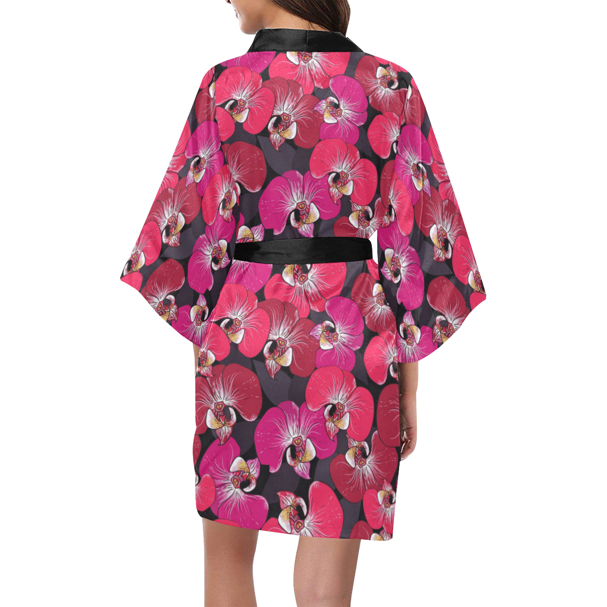 Orchid Red Pattern Print Design OR05 Women's Short Kimono