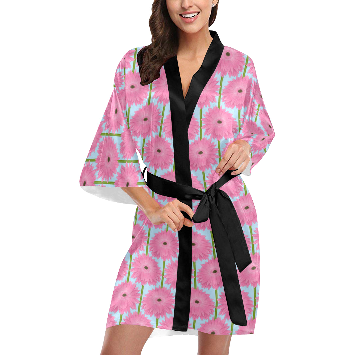 Gerberas Pattern Print Design GB01 Women's Short Kimono