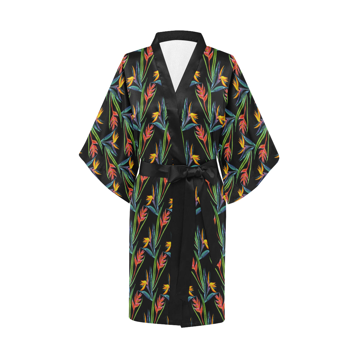Heliconia Pattern Print Design HL04 Women's Short Kimono
